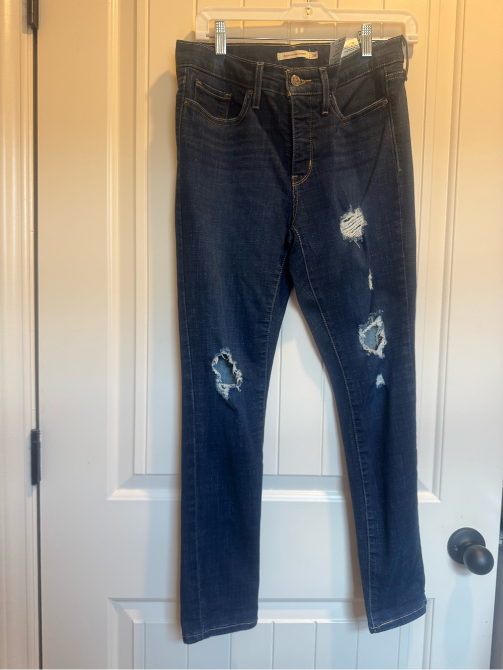 Levi’s Dark Blue Ripped 311 shaping Skinny Jeans